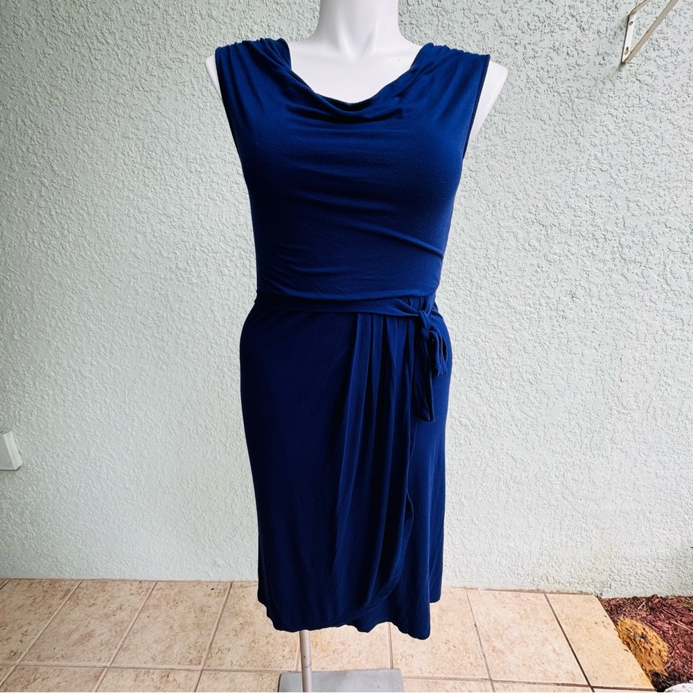 MIROA L cowl blue sleeveless dress lightweight breathable summer midi spring